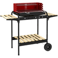 Grill węglowy Outsunny, metalowy, sosnowy, 103x47x95 cm, czerwony i czarny(Por omisión)
