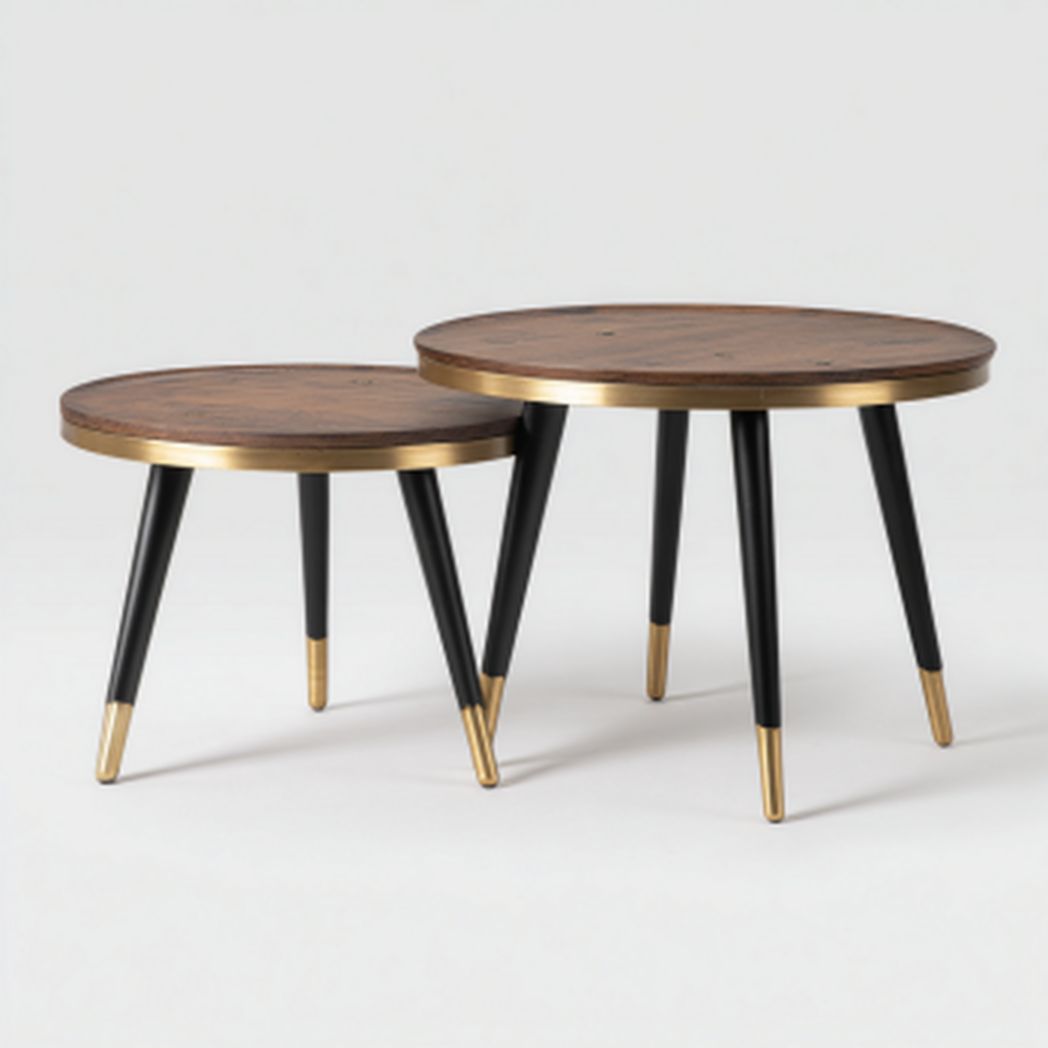 Stolik kawowy wykonany z drewna i metalu do salonu - 75 x 75 x 40