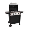 Lofoten - 8,4 kW, 3-palnikowy grill gazowy na kółkach, do użytku na zewnątrz, z pokrywą, 2 chromowanymi rusztami, 2 bocznymi półkami, 1 dolną tacką i termometrem - czarny(Por omisión)