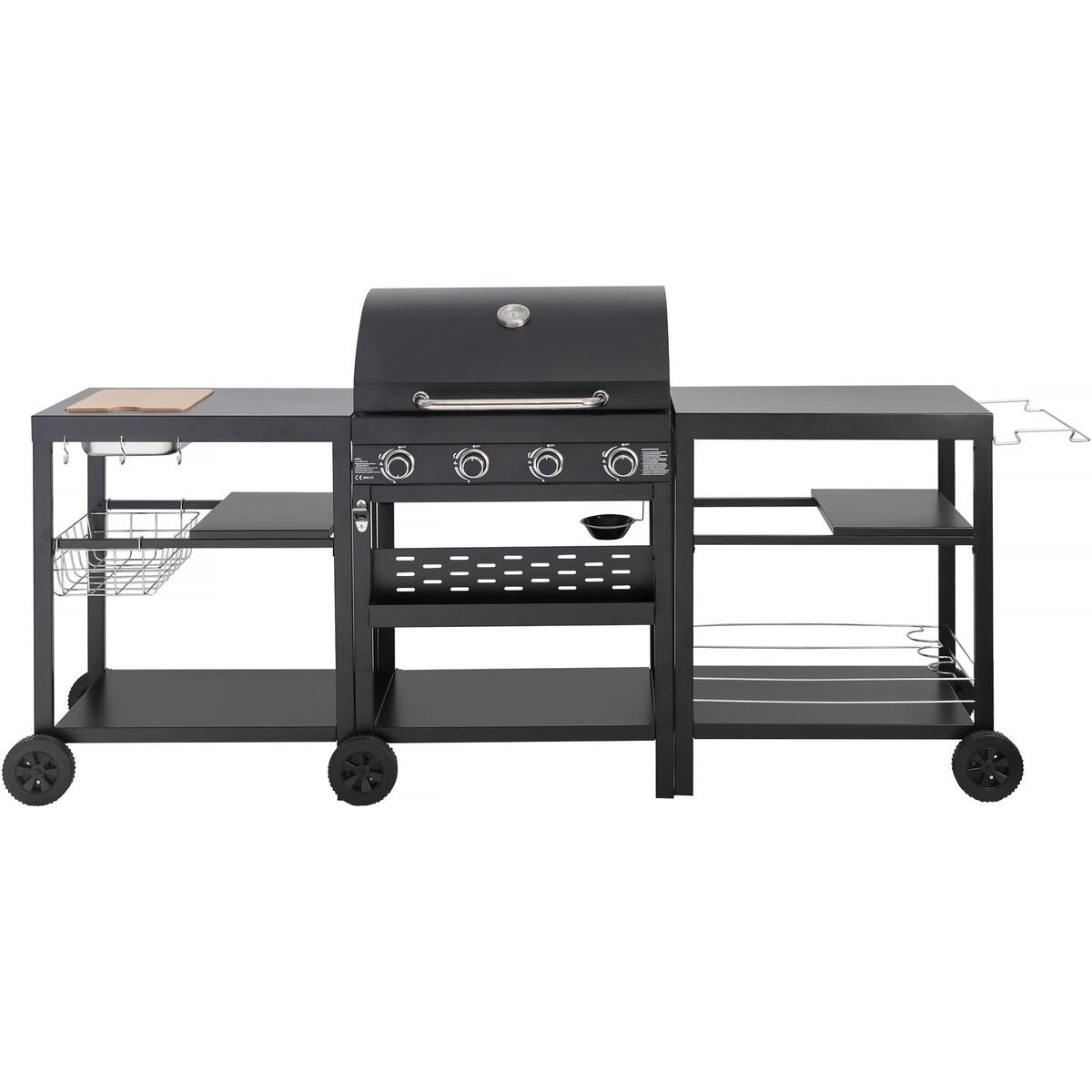 Grill gazowy do gotowania na świeżym powietrzu – 12 kW – 4 palniki – czarny(Por omisión)