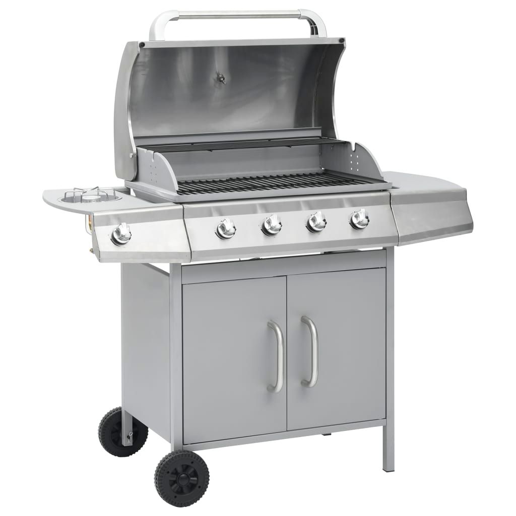 Grill gazowy Vidaxl z 4+1 palnikami, srebrny(Por omisión)