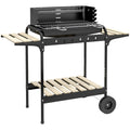 Grill węglowy Outsunny, metalowy, sosnowy, 103x47x95 cm, czarny(Por omisión)