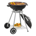 Barbacoa Redonda De Carbón Apricena Con Tapa 80x49x47cm - Czarny [casa.pro](Por omisión)