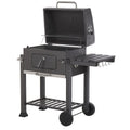 Grill węglowy BBQ, stal szara, z pokrywą, rusztem, kółkami, 2 półkami, termometrem, wyjmowaną popielniczką, Garden Pavlof - szary(Por omisión)