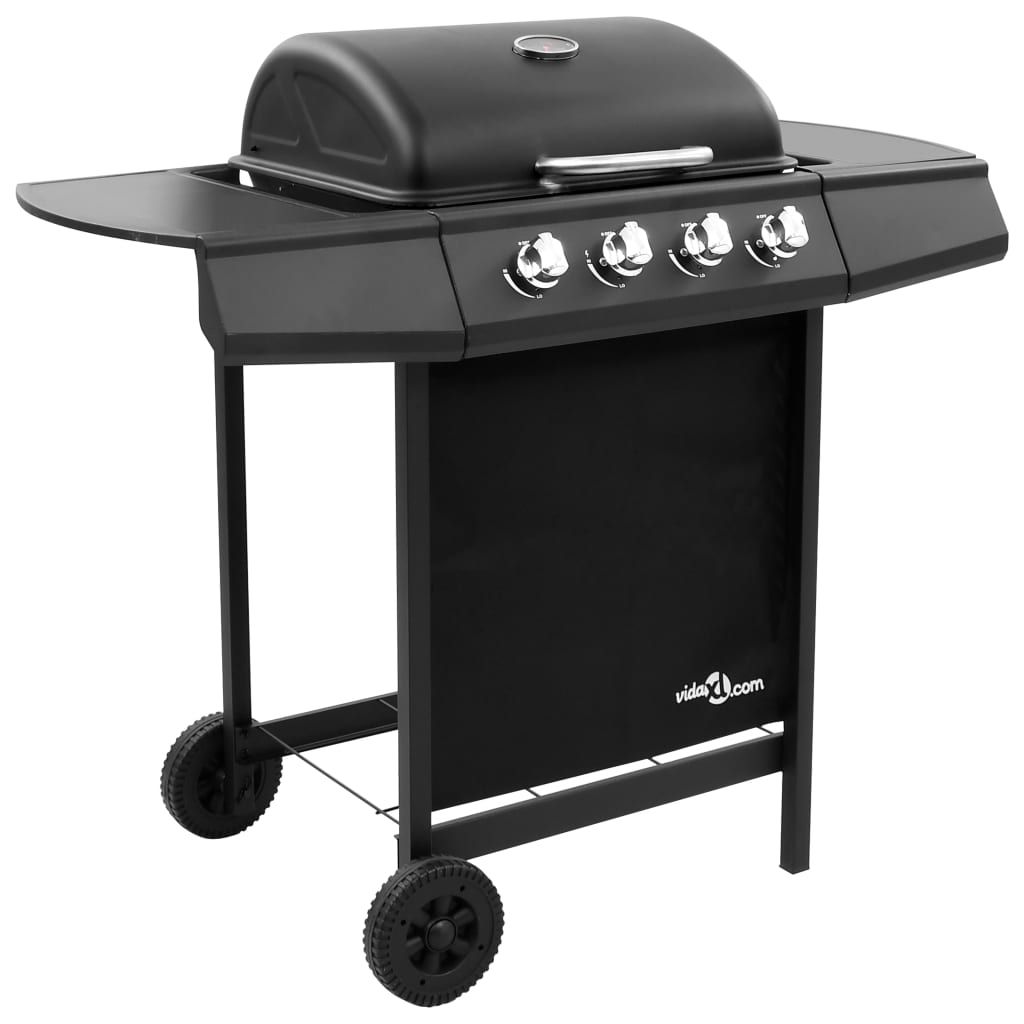 Grill gazowy Vidaxl z 4 palnikami, czarny(Por omisión)
